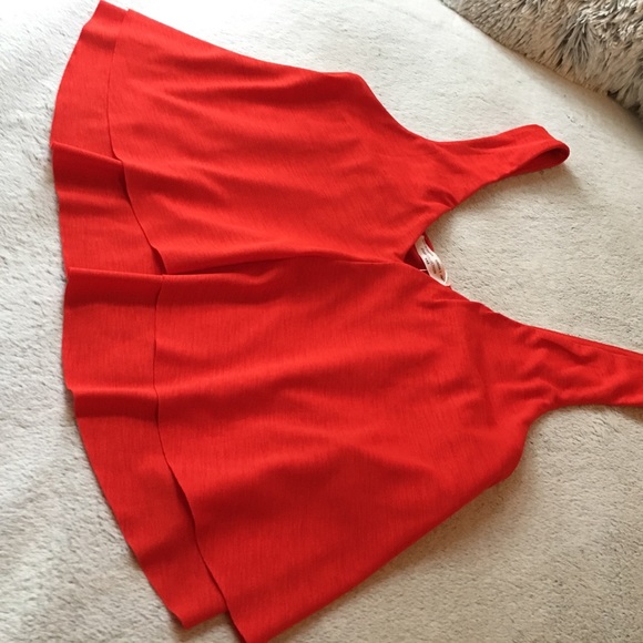 Zara Tops Red Zara Flowy Layered Crop Top Poshmark